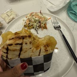 Arepa con pollo and Tostones Margaritenos