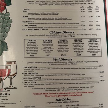 Lanza's Restaurant - Menu 10-30-22 - Italian Near Me - Kings Beach, California