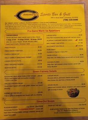 Menu photo 4 Commerce Sports Bar and Grill Commerce, GA