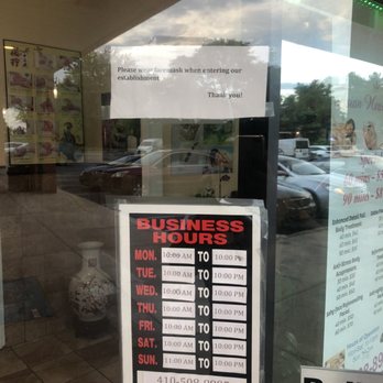 Asian Healing Spa - No sign out front saying 40 minute minimum during Covid -19 - Reflexology Near Me - Columbia, Maryland