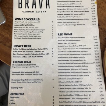 Brava Garden Eatery - Menu - Wine Bars Near Me - Pleasanton, California