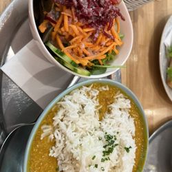 The Heart Of Joy Café - Organic lentils with rice and salad