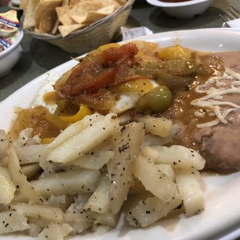El Taco Loco - Huevos Rancheros with retried beans and breakfast potatoes - Mexican Near Me - Norwalk, California