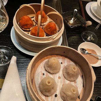 Mott 32 - Hot & sour soup dumpling on the top, pork soup dumplings on the bottom - Chinese Near Me - Las Vegas, Nevada