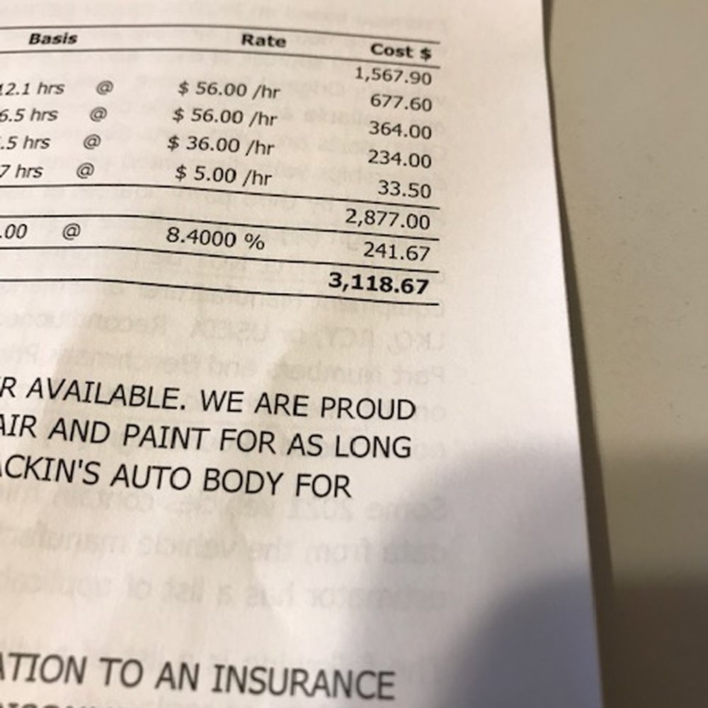 Mackin's Auto Body - $3118.67 and he said it could go up. - Body Shops Near Me - Vancouver, Washington Mackin's Auto Body - $3118.67 and he said it could go up. - Body Shops Near Me - Vancouver, Washington