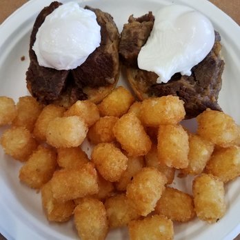 Button Up Cafe - Kalbi Benedict with tots - Breakfast & Brunch Near Me - Pearl City, Hawaii Button Up Cafe - Kalbi Benedict with tots - Breakfast & Brunch Near Me - Pearl City, Hawaii
