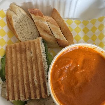Yellow Vase - Tomato bisque with chicken panini - Mediterranean Near Me - Rolling Hills Estates, California