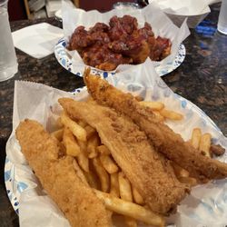 Tom's Sports Tavern - Catfish and honey bbq wings