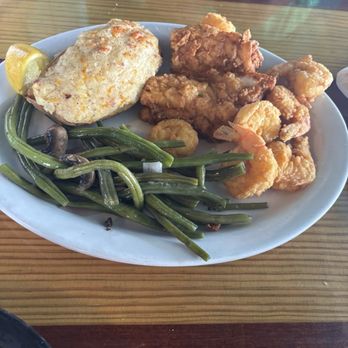 The Back Porch - Grouper and shrimp platter - Seafood Near Me - Destin, Florida The Back Porch - Grouper and shrimp platter - Seafood Near Me - Destin, Florida