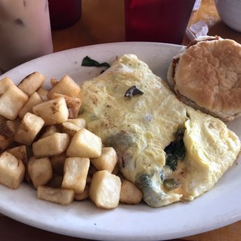 Debi's Restaurant - Veggie and cheese omelette with hash browns and a biscuit. - American Near Me - Savannah, Georgia