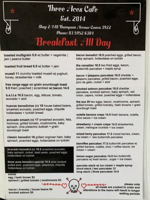 Menu photo 2 Three Aces Cafe Cowes, VIC Menu photo 2 Three Aces Cafe Cowes, VIC