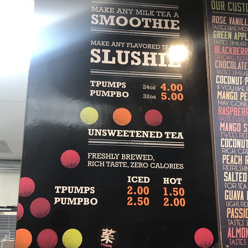 Tpumps - Burlingame - Smoothies and slushies menu (November 2019) - Bubble Tea Near Me - Burlingame, California Tpumps - Burlingame - Smoothies and slushies menu (November 2019) - Bubble Tea Near Me - Burlingame, California