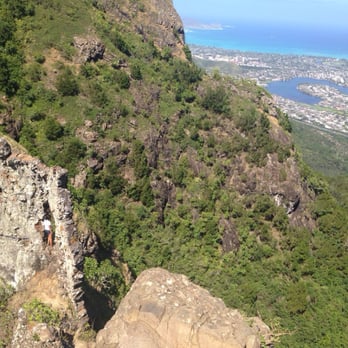Olomana Hike - Standing inside the puka. Between the 2nd and 3rd peaks - Hiking Near Me - Kailua, Hawaii