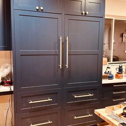 Discount Appliance Warehouse - Still remodeling, but the fridge freezer combo look great with the panels on.