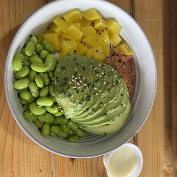 Raw Ingredients - Spicy tuna bowl with avocado, edamame, and pickled radish. Yum Yum sauce on the side. - Sushi Bars Near Me - Tybee Island, Georgia Raw Ingredients - Spicy tuna bowl with avocado, edamame, and pickled radish. Yum Yum sauce on the side. - Sushi Bars Near Me - Tybee Island, Georgia