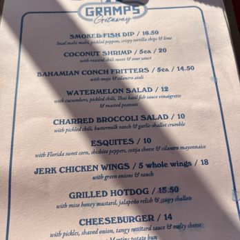 Gramps Getaway - Food menu - Dive Bars Near Me - Key Biscayne, Florida