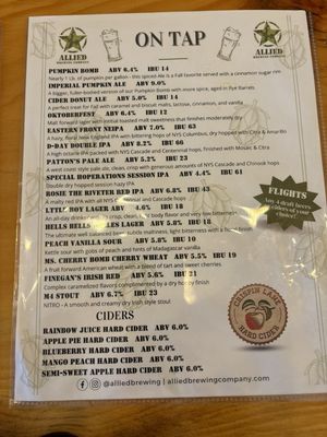 Menu photo 2 Allied Brewing Company Altamont, NY Menu photo 2 Allied Brewing Company Altamont, NY