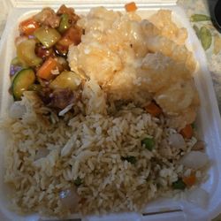 China One Restaurant - Dinner Combo= Sunkist prawn, kung paper chicken, fried rice! Yum!!!