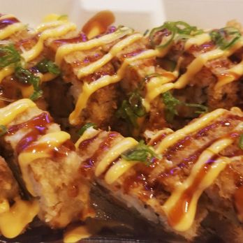 Sushi Blue - The Baja: spicy tuna, cream cheese, avo, cucumber, panko and deep fried with spicy mayo and eel sauce - Sushi Bars Near Me - Blue Lake, California Sushi Blue - The Baja: spicy tuna, cream cheese, avo, cucumber, panko and deep fried with spicy mayo and eel sauce - Sushi Bars Near Me - Blue Lake, California