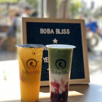 Boba Bliss - Passionfruit tea and strawberry matcha latte - Bubble Tea Near Me - Mountain View, California
