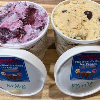 Guptill's Ice Cream - Maine wild blue berry and peanut butter pie pints. - Ice Cream & Frozen Yogurt Near Me - Cohoes, New York Guptill's Ice Cream - Maine wild blue berry and peanut butter pie pints. - Ice Cream & Frozen Yogurt Near Me - Cohoes, New York