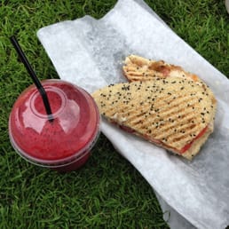 Brewbaker panini and berries smoothie.