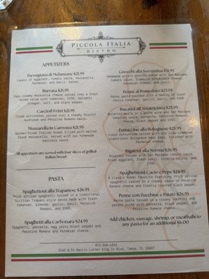 Menu photo 2 Piccola Italia Bistro Tampa, FL Menu photo 2 Piccola Italia Bistro Tampa, FL