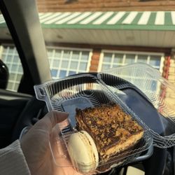 Huron Mountain Bakery - Vanilla Macaron (already ate the chocolate one), Peanut Butter Chocolate Brownie
