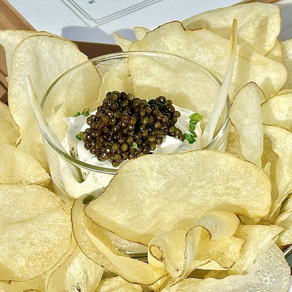 RH Rooftop Restaurant at RH Raleigh - Caviar with chips & crème fraiche - Breakfast & Brunch Near Me - Raleigh, North Carolina RH Rooftop Restaurant at RH Raleigh - Caviar with chips & crème fraiche - Breakfast & Brunch Near Me - Raleigh, North Carolina