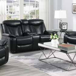 Dalili's Furniture - Black $1,699 Reclining Sofa, Love and Chair