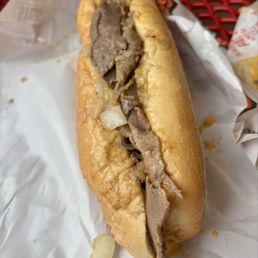 Cheesesteak with Cheese Whiz. Cheesesteak with Cheese Whiz.