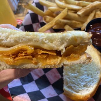 Red Cow - BBQ chips inside the grilled cheese - Burgers Near Me - Saint Paul, Minnesota Red Cow - BBQ chips inside the grilled cheese - Burgers Near Me - Saint Paul, Minnesota