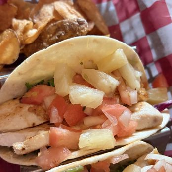 Mike's On the Water - Fish Tacos with house chips - Bars Near Me - Clair Shores, Michigan