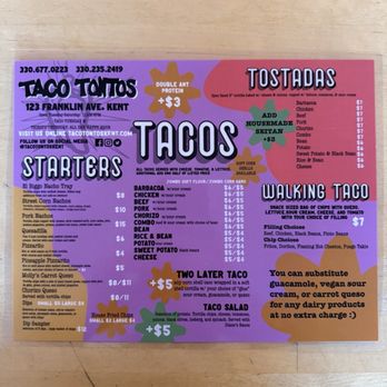 Taco Tonto's - Menu - Mexican Near Me - Kent, Ohio