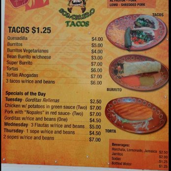 Walking Sombrero - a menu for a mexican restaurant - Food Trucks Near Me - Meridian, Idaho