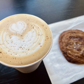 Cora Coffee - Jasmine Latte with walnut cookie...yummy! - Coffee & Tea Near Me - Sacramento, California Cora Coffee - Jasmine Latte with walnut cookie...yummy! - Coffee & Tea Near Me - Sacramento, California