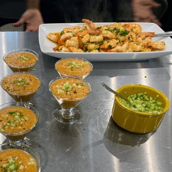 Pans on Fire - Gazpacho and Garlic Shrimp - Cooking Classes Near Me - Pleasanton, California Pans on Fire - Gazpacho and Garlic Shrimp - Cooking Classes Near Me - Pleasanton, California