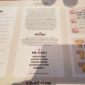 Beer DeLuxe - Menu - Beer Bar Near Me - Mascot, NSW