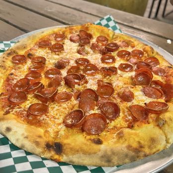 Biergarten - Their sourdough pepperoni pizza - Beer Gardens Near Me - Santa Barbara, California Biergarten - Their sourdough pepperoni pizza - Beer Gardens Near Me - Santa Barbara, California