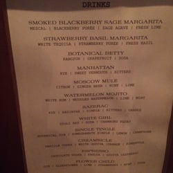 Bar One - Drink menu at Bar One.