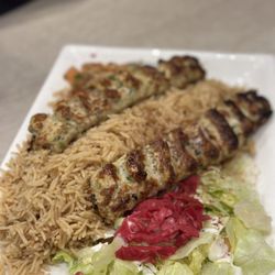 Naan and Kabob - Kebab rice platter