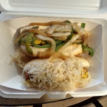 Dave's Dogs - Italian with peppers onion and mustard. Brat with sauerkraut and mustard. - Food Trucks Near Me - Woodbridge, Virginia Dave's Dogs - Italian with peppers onion and mustard. Brat with sauerkraut and mustard. - Food Trucks Near Me - Woodbridge, Virginia