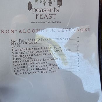 peasants FEAST - Menu - 4/18/26 - American Near Me - Solvang, California