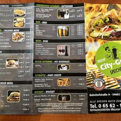 City Grill - Menu as of April 2023