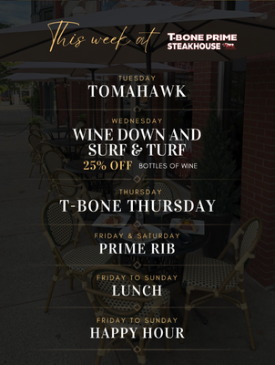 Menu photo 4 T Bone Prime Steakhouse Middletown, CT Menu photo 4 T Bone Prime Steakhouse Middletown, CT