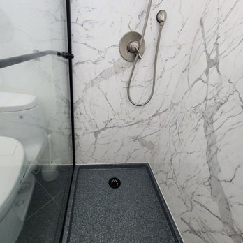 Shugarman's Bath - Blue pearl base, very sturdy, no slipping and drains well. Plus, it is a close match to our pre-existing tile floor. - General Contractors Near Me - San Diego, California Shugarman's Bath - Blue pearl base, very sturdy, no slipping and drains well. Plus, it is a close match to our pre-existing tile floor. - General Contractors Near Me - San Diego, California