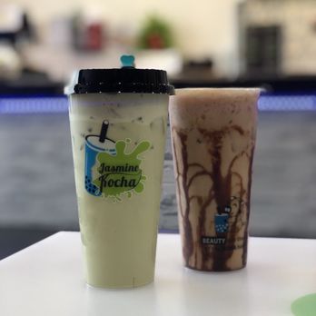 Jasmine Kocha - Left: matcha latte Right: chocolate milk tea - Coffee & Tea Near Me - San Jose, California