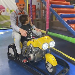 Motorcycle riding with Blippi