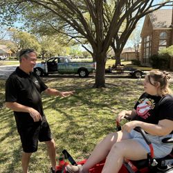 Lakeview Power Equipment - Kevin teaching Caitlin how to operate our new mower.