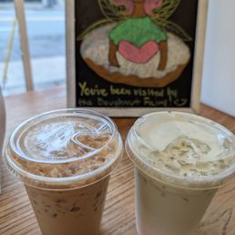 Maple latte & strawberry rose matcha latte Maple latte & strawberry rose matcha latte